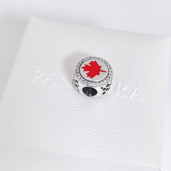 Pandora Canada Red Maple Leaf Charm Bead Travel Vacation S925 Silver with box - Picture 3 of 7